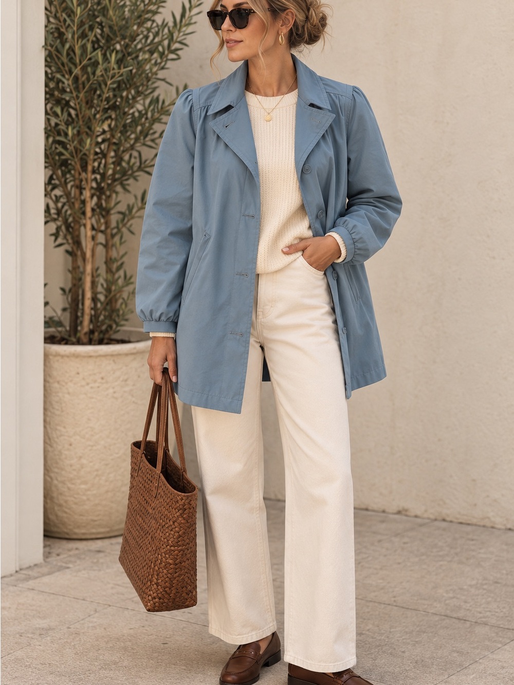 Vintage London Fog Blue Jacket Lightweight Trench Preppy Coastal Old Money puff